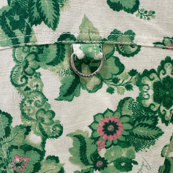 Burberry London linen jacket green floral GUC size 6 - Picture 7 of 8